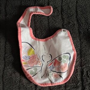 Carter's Pink and White Butterfly Bib
